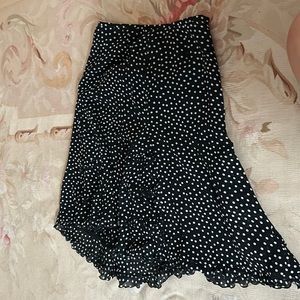 Black and white polka dot ruffle skirt